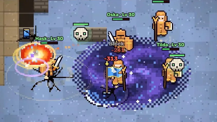 Two teams fighting over a flag in the arena